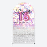 Aperturee - Aperturee Bokeh Light Sweet 16 Happy Birthday Arch Backdrop